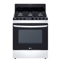 Estufa a gas de 6 quemadores con estructura de color blanco y negro de marca LG