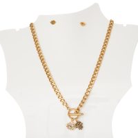 Juego Aretes topos y Cadena de ojo turco