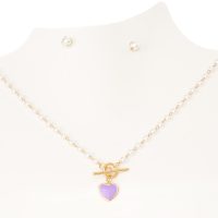Juego de cadena y aretes Cover gold estilo perla