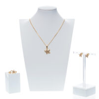 Set de aretes, cadena y anillo con dije de estrella de mar