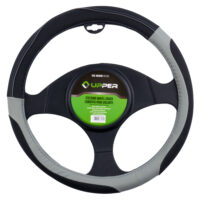 Funda de volante universal para auto en negro con gris claro